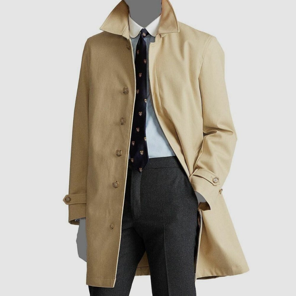 Ralph Lauren Men's Beige Cotton Gabardine Trench Coat Size XLarge XL Ret… - Picture 1 of 16